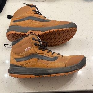 Vans Men's Tan and Black High-Top Sneakers